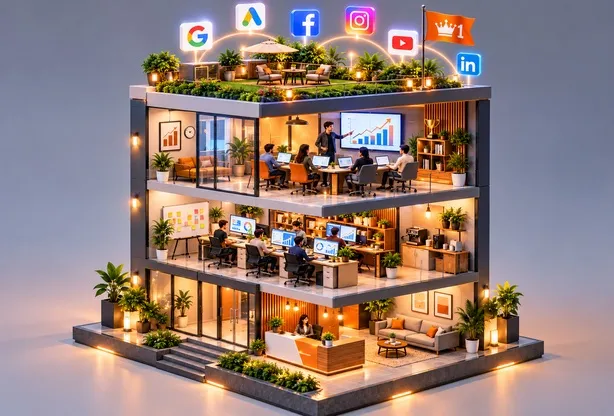 3D Isometric Miniature Agency Office Prompt